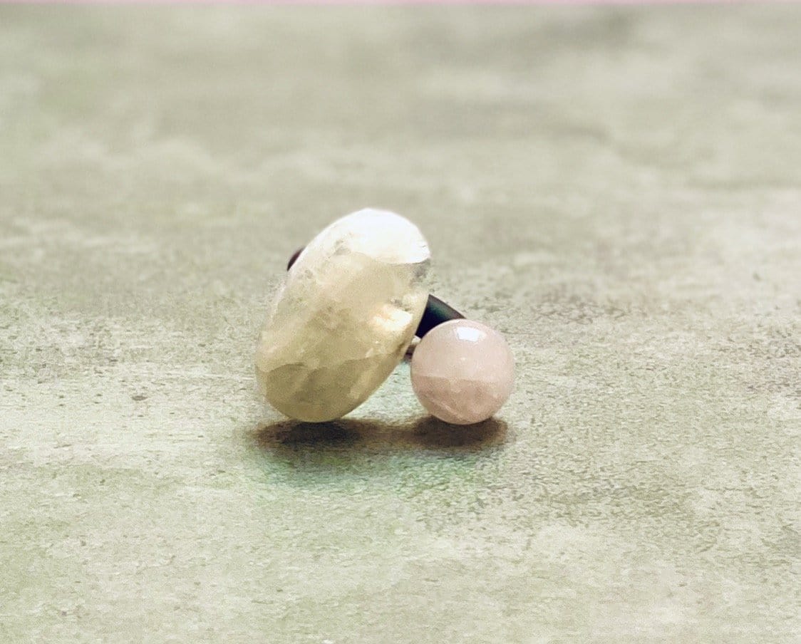 Moonstone Rose Quartz Statement Ring