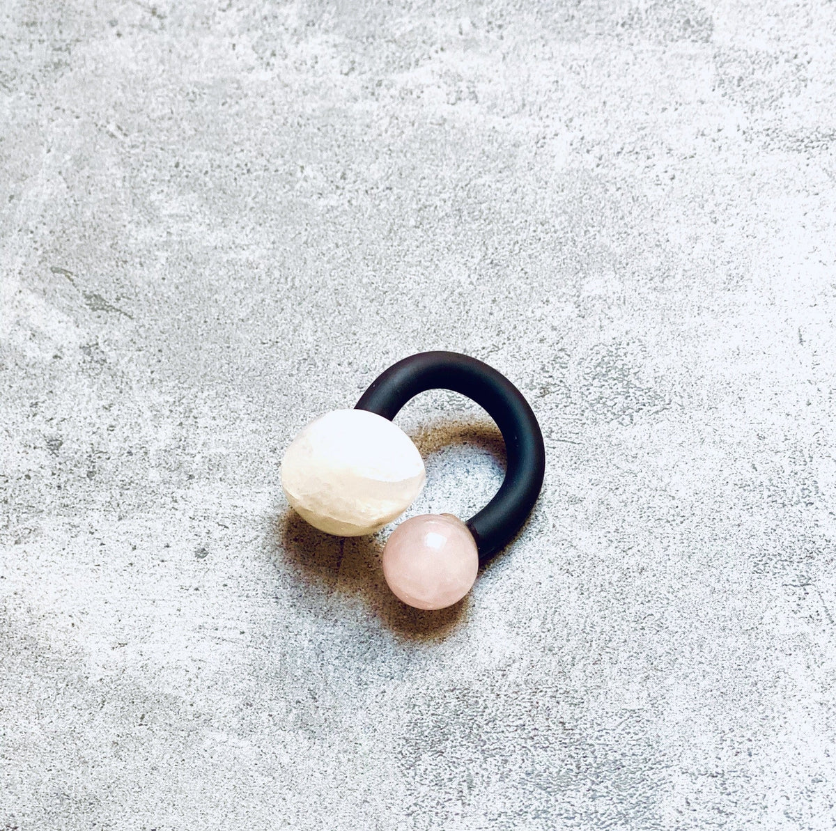 Moonstone Rose Quartz Statement Ring