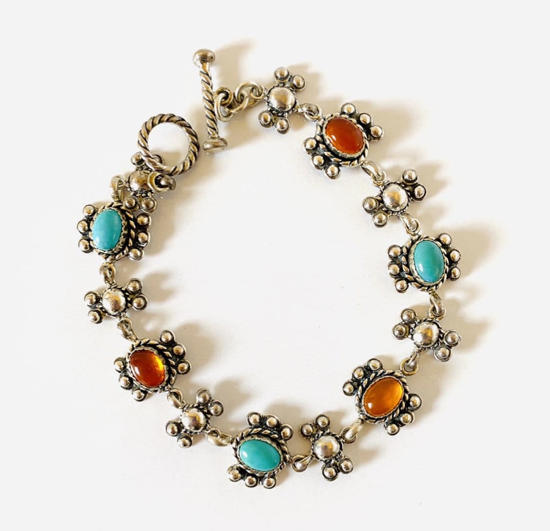 Fire opal Turquoise fine bracelet