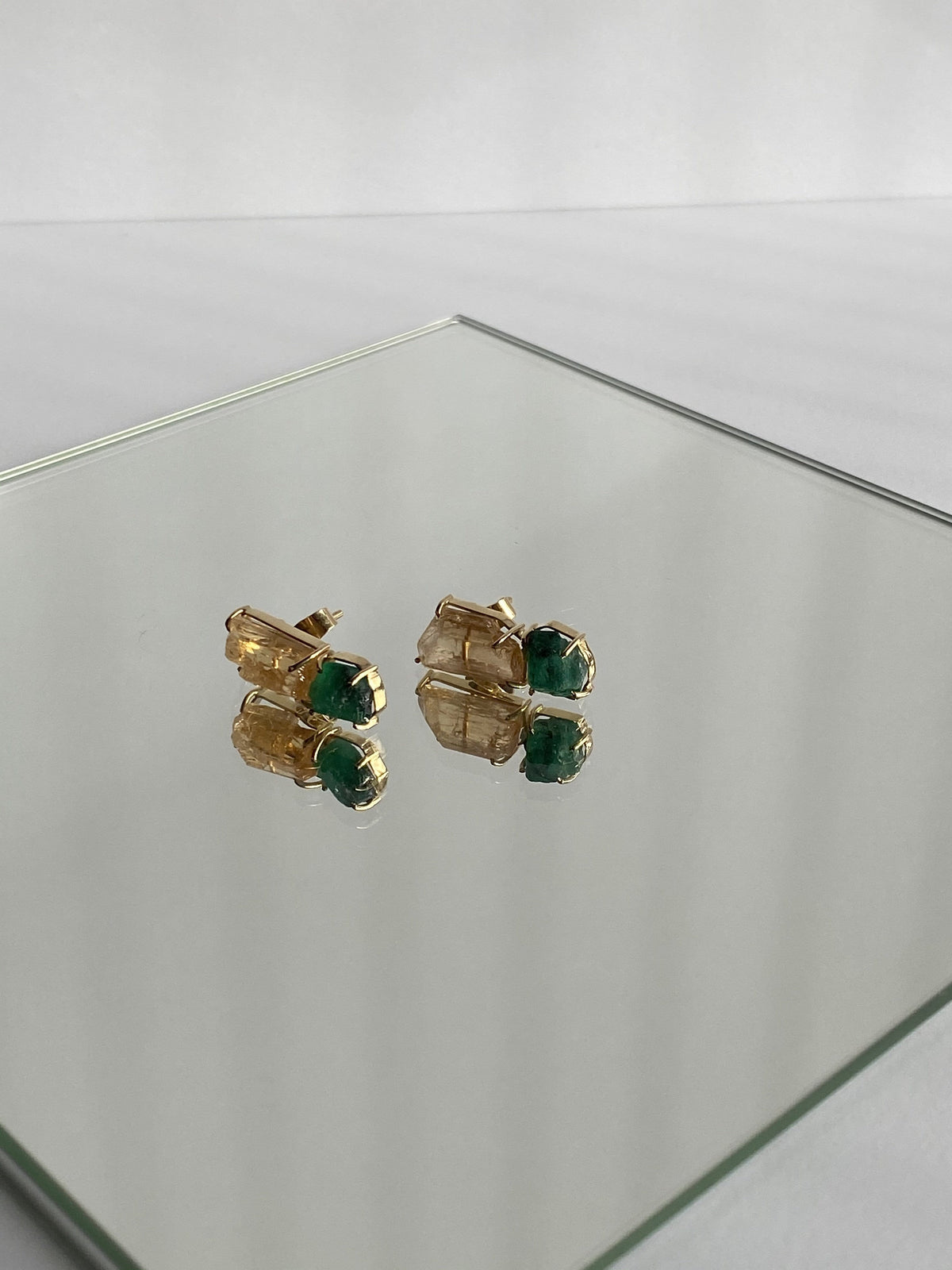 Imperial Topaz Emerald Designer Earrings Gold setting