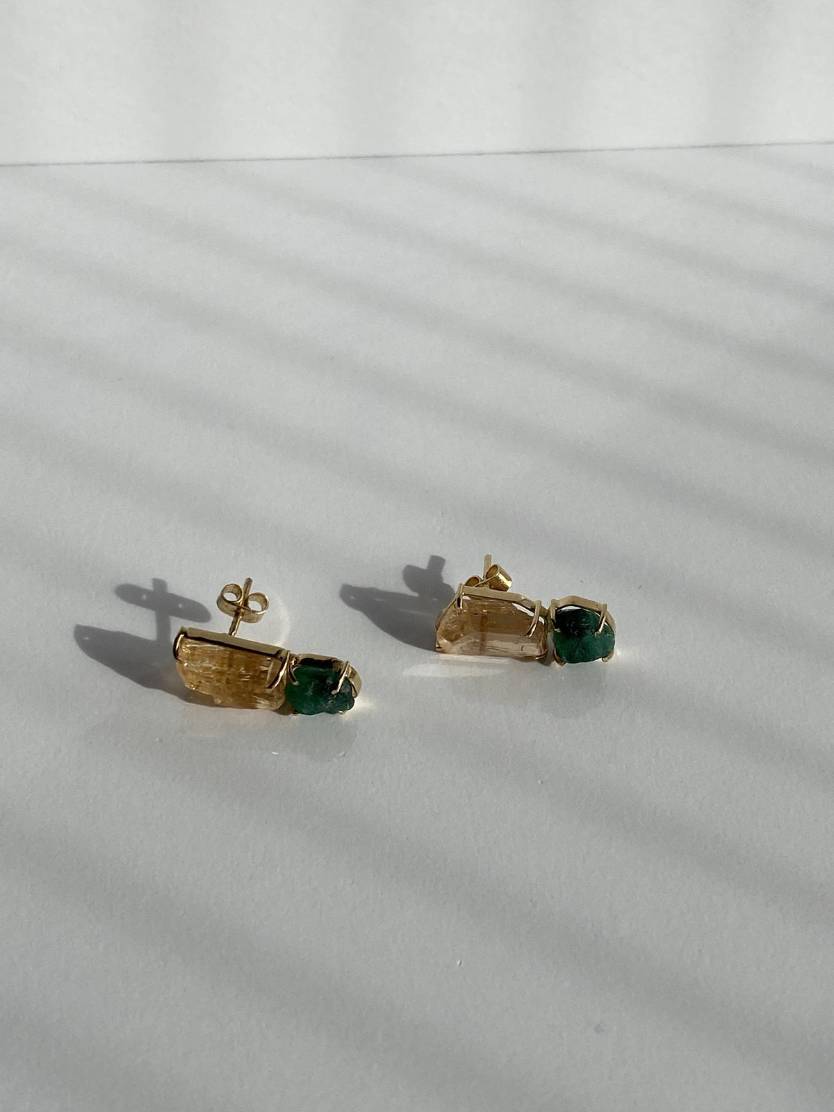 Imperial Topaz Emerald Designer Earrings Gold setting