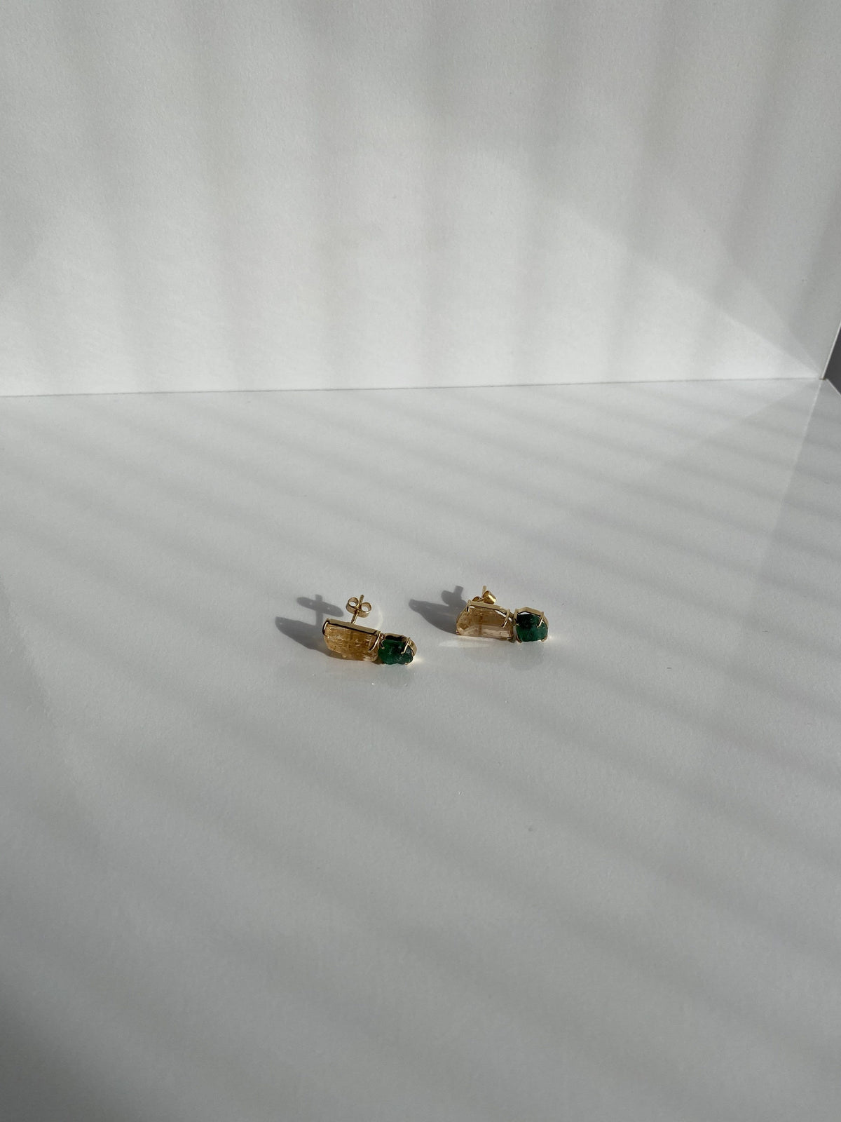 Imperial Topaz Emerald Designer Earrings Gold setting