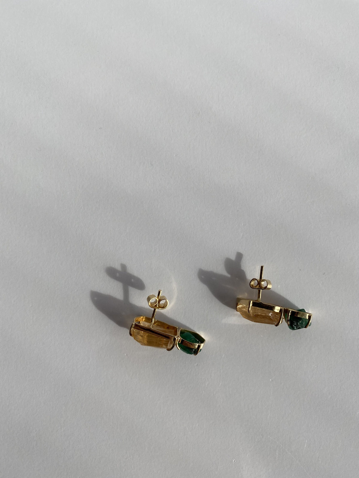 Imperial Topaz Emerald Designer Earrings Gold setting