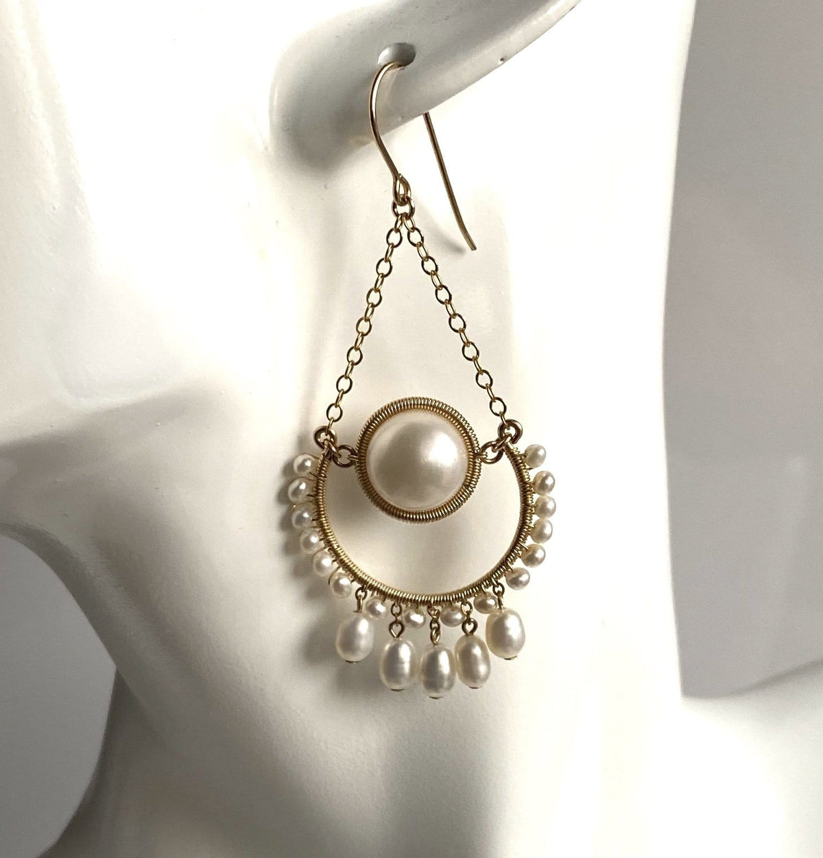 14kt Pearl Earring Gold Handmade