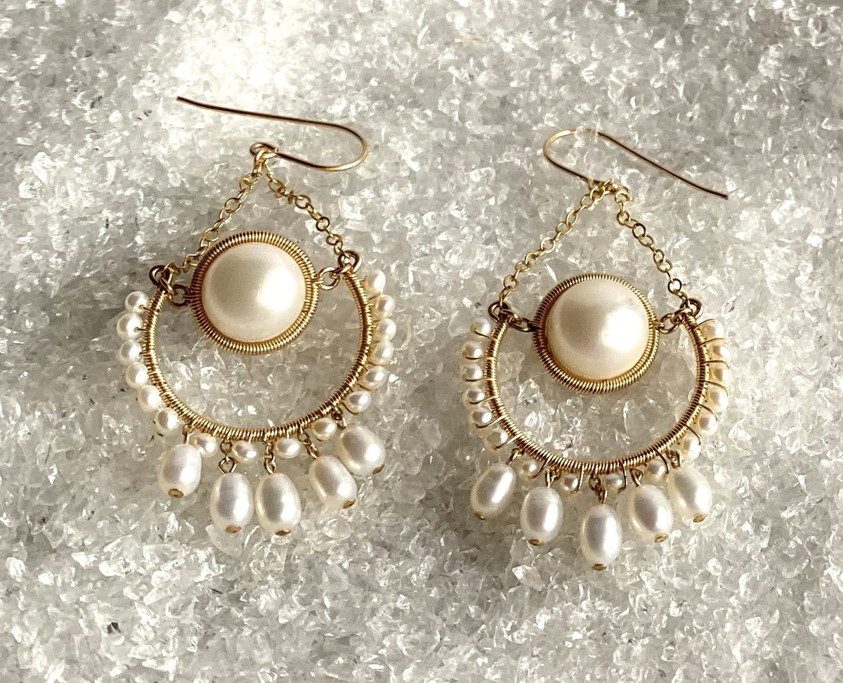 14kt Pearl Earring Gold Handmade