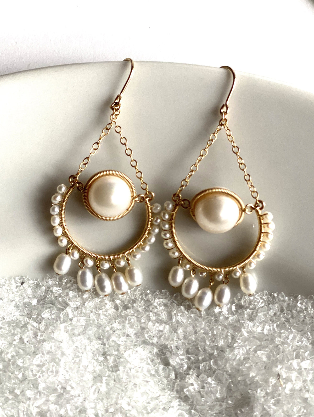 14kt Pearl Earring Gold Handmade