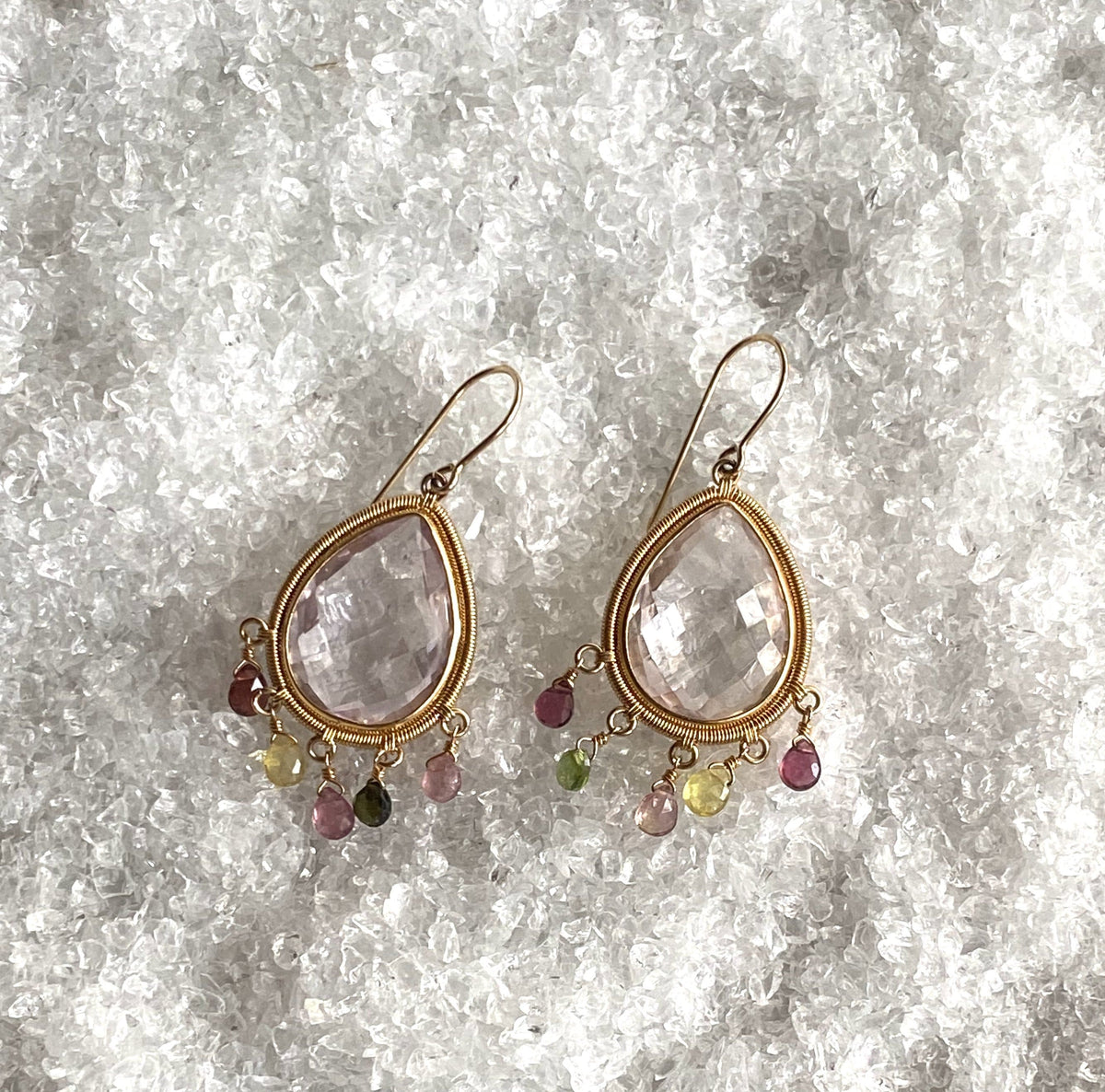 14kt Crystal Gold Earrings