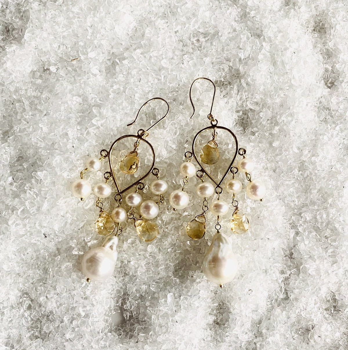 Fancy Pearl Earrings in Gold Setting