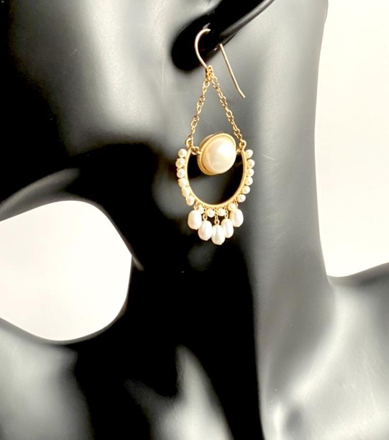 14kt Pearl Earring Gold Handmade