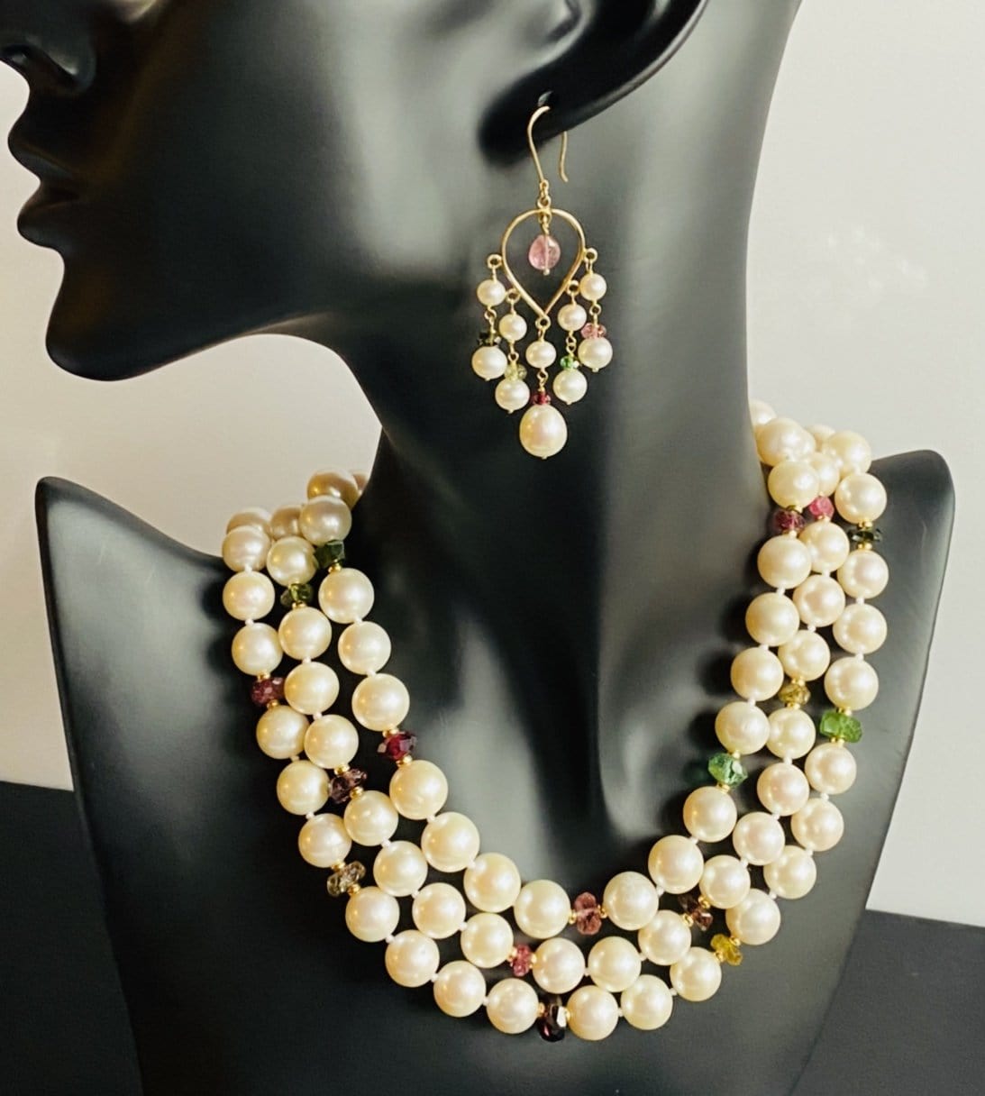 AAA-Grade Pearl Tourmaline Gold Necklace