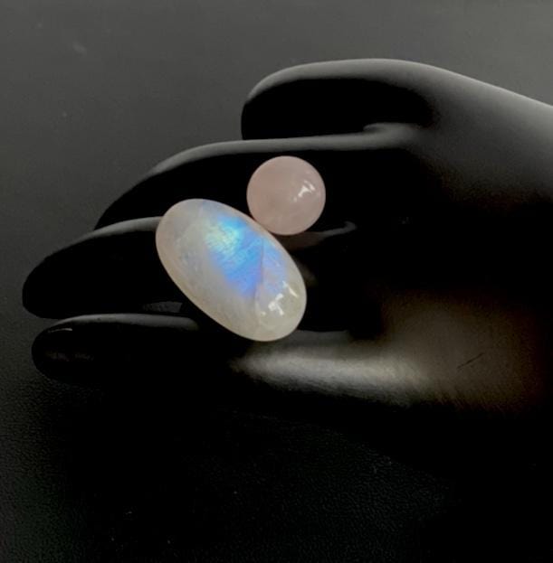 Moonstone Rose Quartz Statement Ring